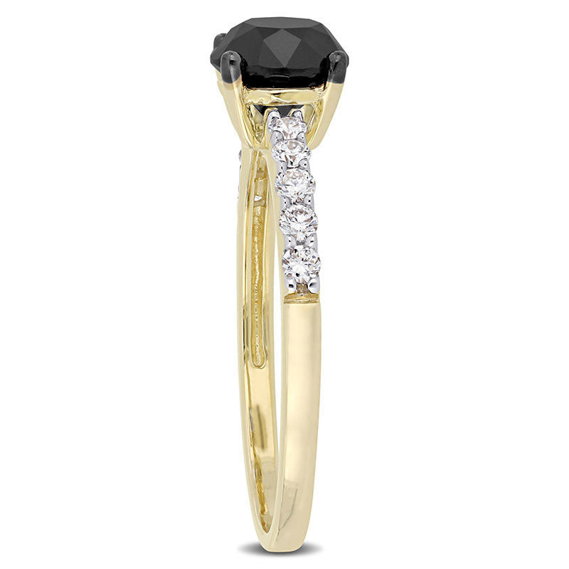 1.25 CT. T.W. Enhanced Black and White Natural Diamond Engagement Ring in Solid 14K Gold