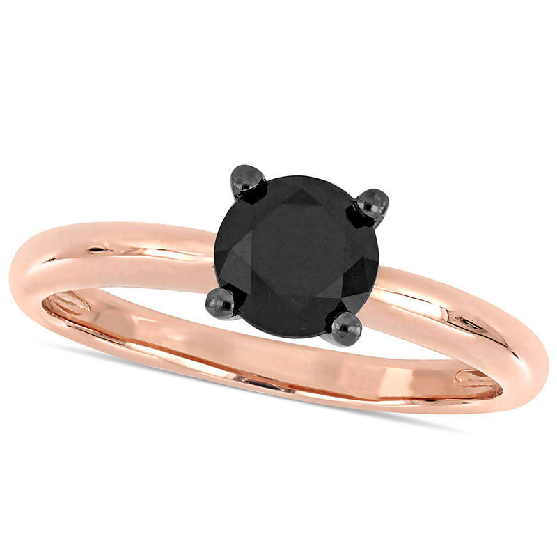 1.0 CT. Enhanced Black Natural Clarity Enhanced Diamond Solitaire Engagement Ring in Solid 14K Rose Gold