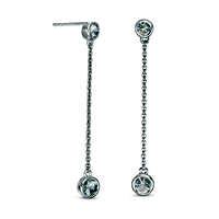 Bezel-Set Aquamarine Linear Drop Earrings in Sterling Silver