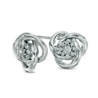 0.2 CT. T.W. Diamond Frame Love Knot Stud Earrings in Sterling Silver