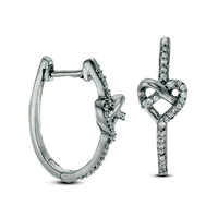 0.17 CT. T.W. Diamond Infinity Heart on Hoop Earrings in Sterling Silver