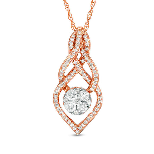 0.33 CT. T.W. Composite Natural Diamond Infinity Teardrop Pendant in 10K Rose Gold