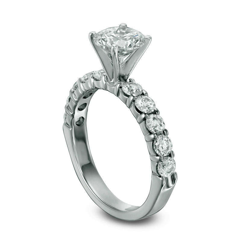 2.0 CT. T.W. Natural Diamond Engagement Ring in Solid 14K White Gold