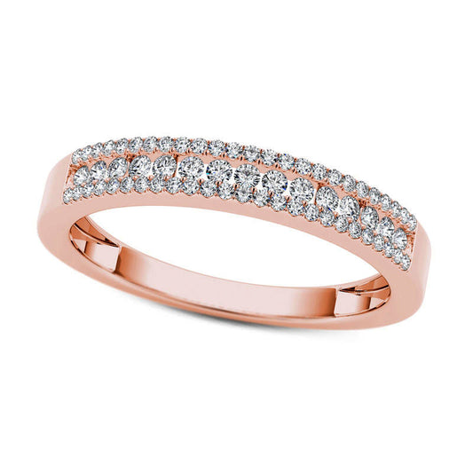 0.25 CT. T.W. Natural Diamond Multi-Row Band in Solid 10K Rose Gold