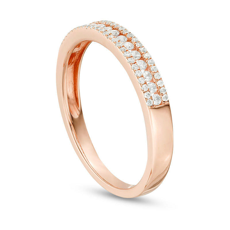 0.25 CT. T.W. Natural Diamond Multi-Row Band in Solid 10K Rose Gold