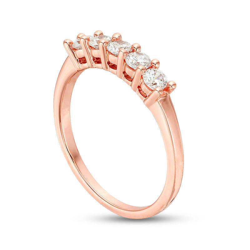 0.50 CT. T.W. Natural Diamond Five Stone Anniversary Band in Solid 10K Rose Gold