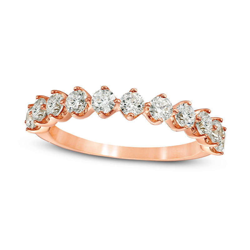 1.0 CT. T.W. Natural Diamond Eleven Stone Anniversary Band in Solid 10K Rose Gold