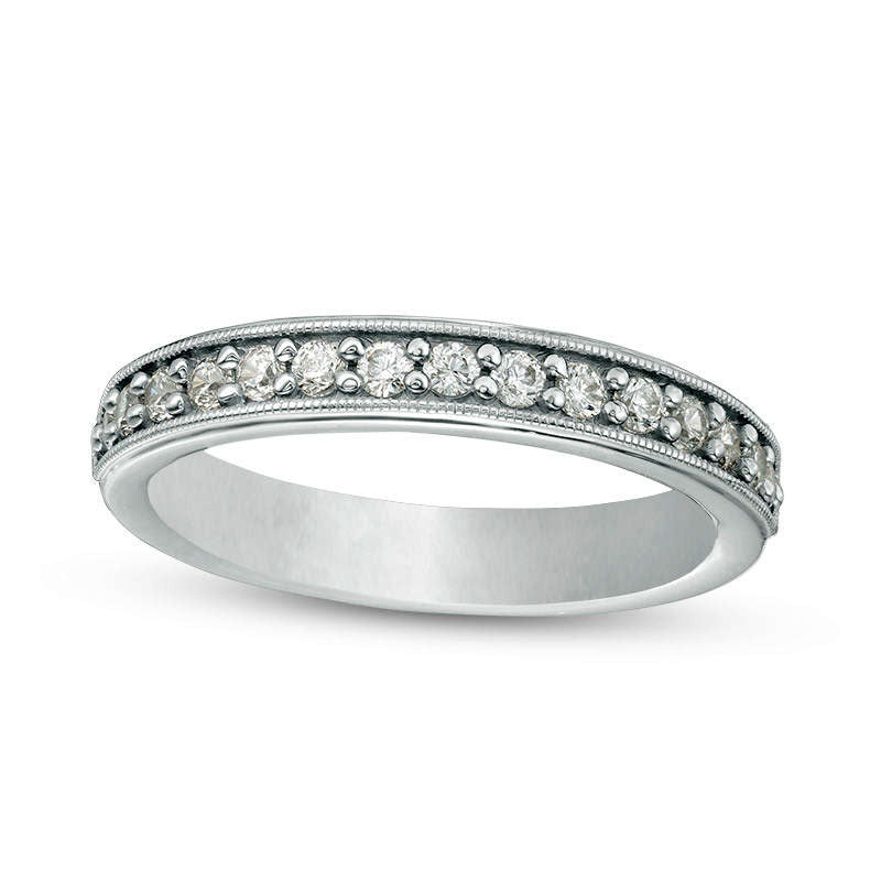 0.38 CT. T.W. Natural Diamond Antique Vintage-Style Wedding Band in Solid 10K White Gold