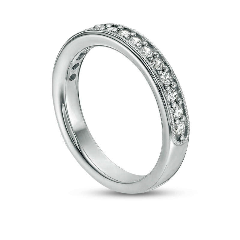 0.38 CT. T.W. Natural Diamond Antique Vintage-Style Wedding Band in Solid 10K White Gold