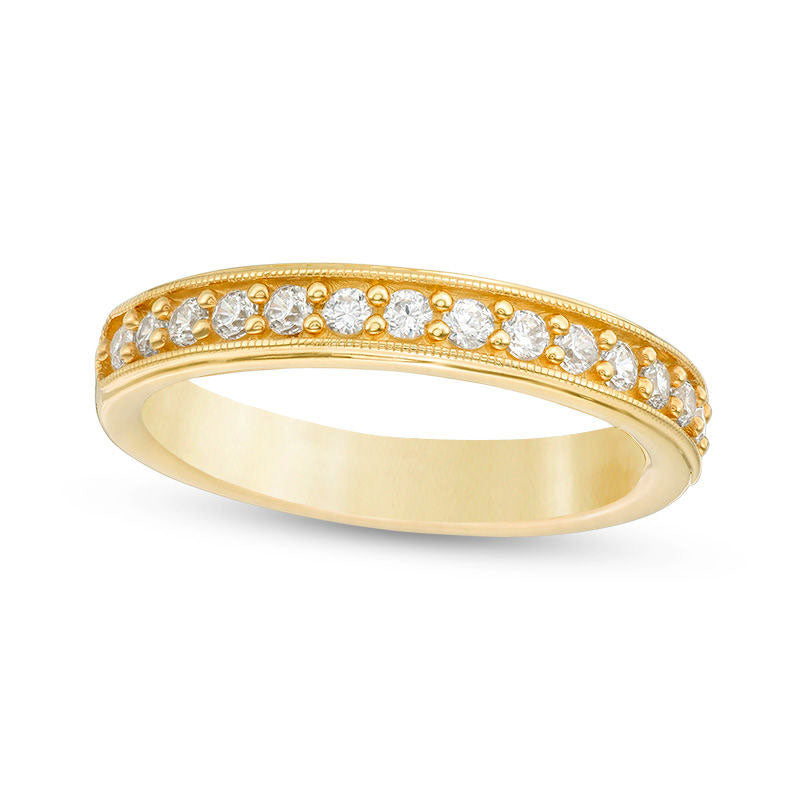 0.38 CT. T.W. Natural Diamond Antique Vintage-Style Wedding Band in Solid 10K Yellow Gold