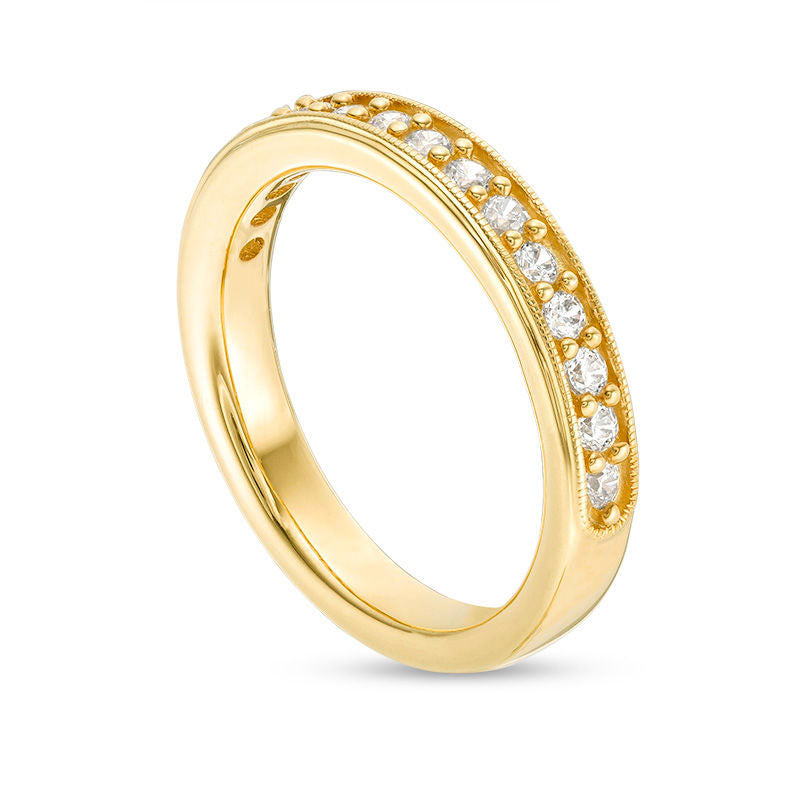 0.38 CT. T.W. Natural Diamond Antique Vintage-Style Wedding Band in Solid 10K Yellow Gold