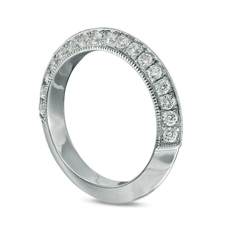 1.0 CT. T.W. Natural Diamond Double Row Antique Vintage-Style Wedding Band in Solid 10K White Gold