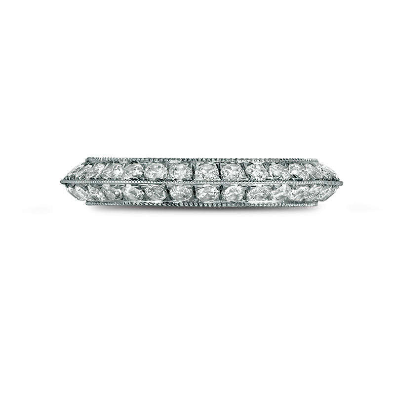 1.0 CT. T.W. Natural Diamond Double Row Antique Vintage-Style Wedding Band in Solid 10K White Gold