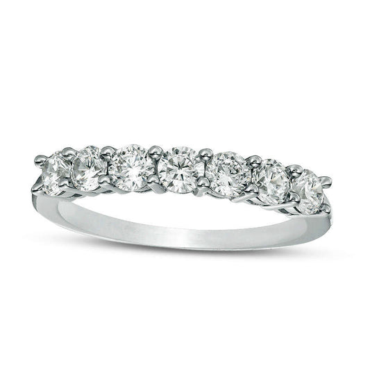 1.0 CT. T.W. Natural Diamond Seven Stone Anniversary Band in Solid 10K White Gold