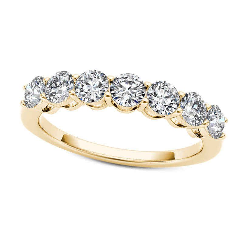 1.0 CT. T.W. Natural Diamond Seven Stone Anniversary Band in Solid 10K Yellow Gold