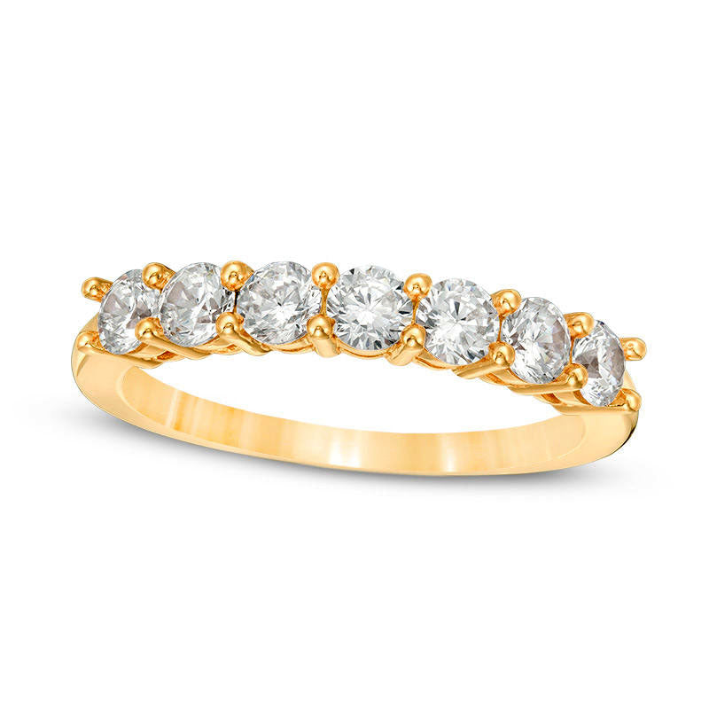 0.75 CT. T.W. Natural Diamond Seven Stone Anniversary Band in Solid 10K Yellow Gold