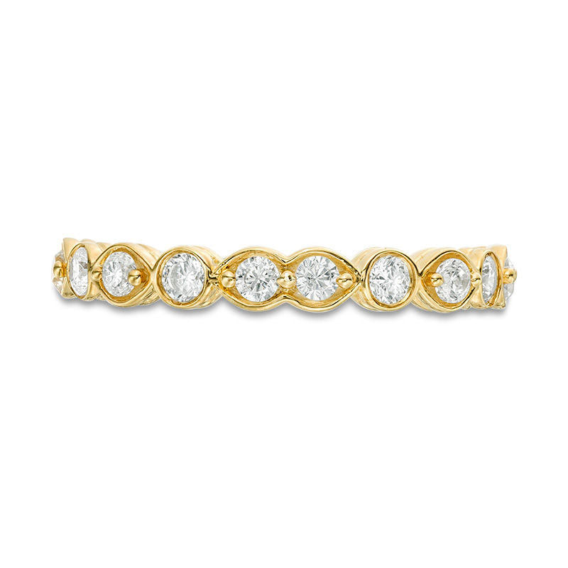 0.50 CT. T.W. Natural Diamond Art Deco Alternating Wedding Band in Solid 10K Yellow Gold