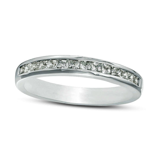 0.50 CT. T.W. Princess-Cut Natural Diamond Wedding Band in Solid 10K White Gold