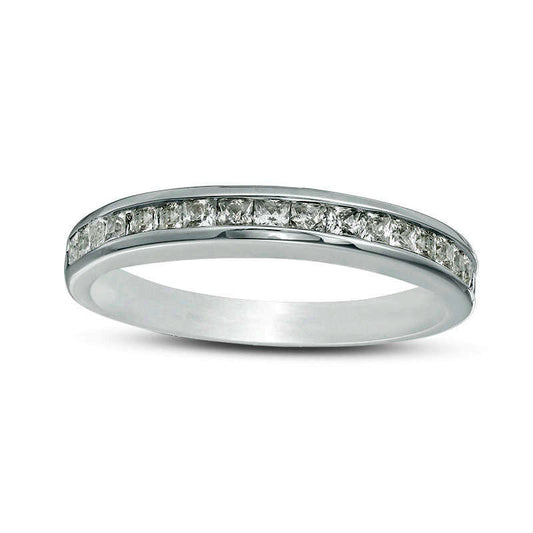 0.63 CT. T.W. Princess-Cut Natural Diamond Wedding Band in Solid 10K White Gold