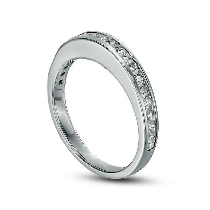 0.63 CT. T.W. Princess-Cut Natural Diamond Wedding Band in Solid 10K White Gold