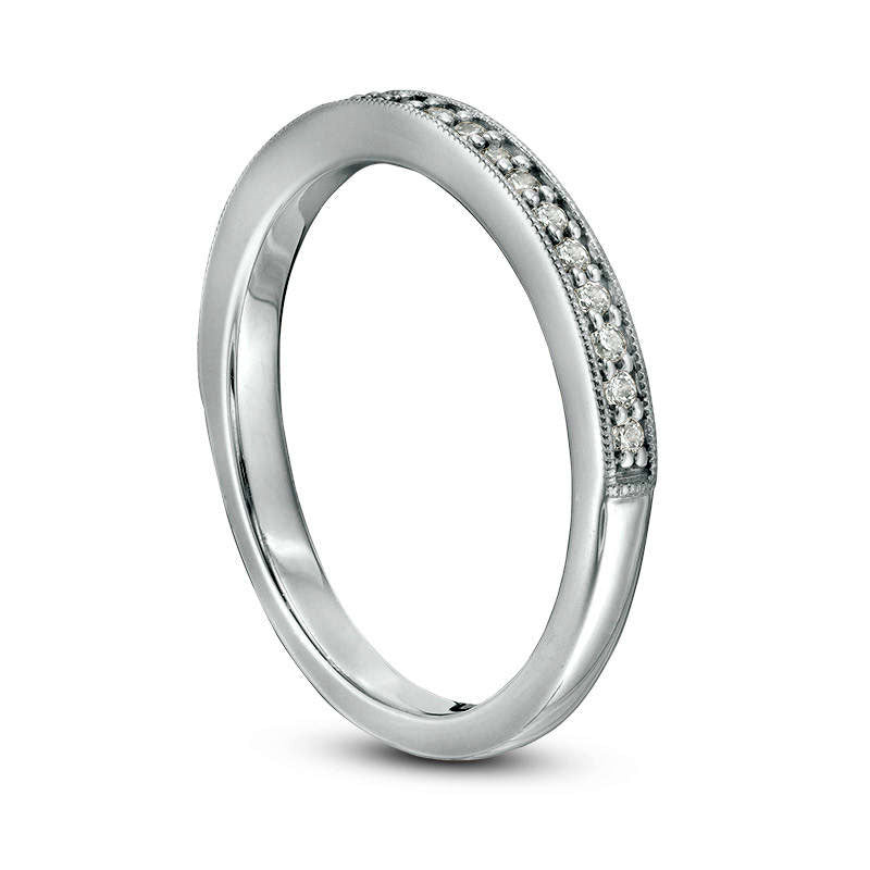 0.20 CT. T.W. Natural Diamond Antique Vintage-Style Wedding Band in Solid 10K White Gold