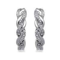 0.17 CT. T.W. Diamond Twist Braid Hoop Earrings in Sterling Silver