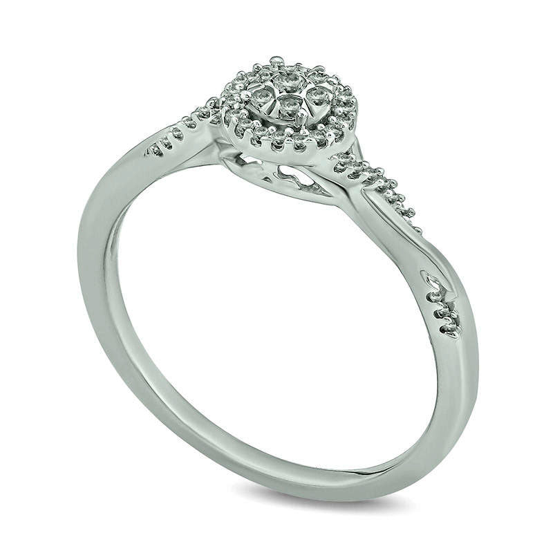 0.10 CT. T.W. Composite Natural Diamond Frame Twist Promise Ring in Sterling Silver