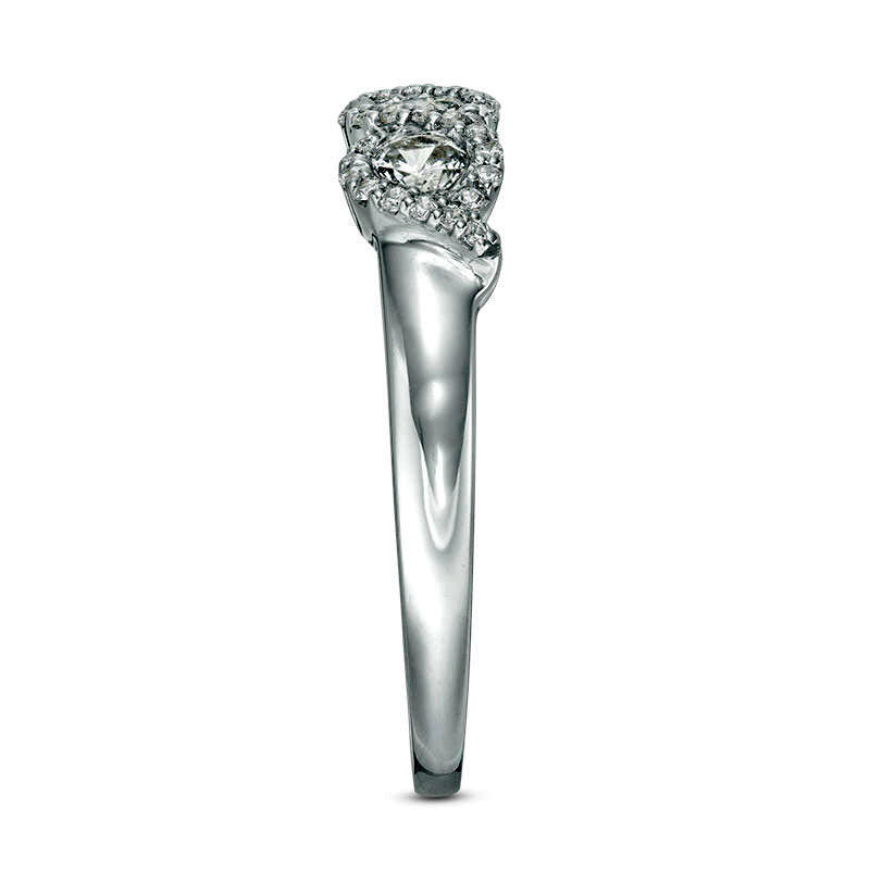 0.50 CT. T.W. Natural Diamond Three Stone Twist Frame Engagement Ring in Solid 10K White Gold