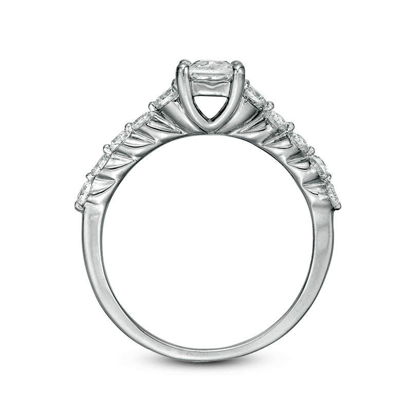 1.0 CT. T.W. Princess-Cut Natural Diamond Three Stone Engagement Ring in Solid 10K White Gold