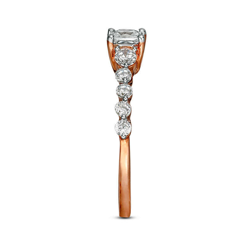 1.0 CT. T.W. Princess-Cut Natural Diamond Three Stone Engagement Ring in Solid 10K Rose Gold