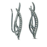 0.1 CT. T.W. Diamond Vintage-Style Crawler Earrings in Sterling Silver