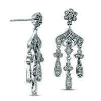 0.2 CT. T.W. Diamond Vintage-Style Chandelier Drop Earrings in Sterling Silver