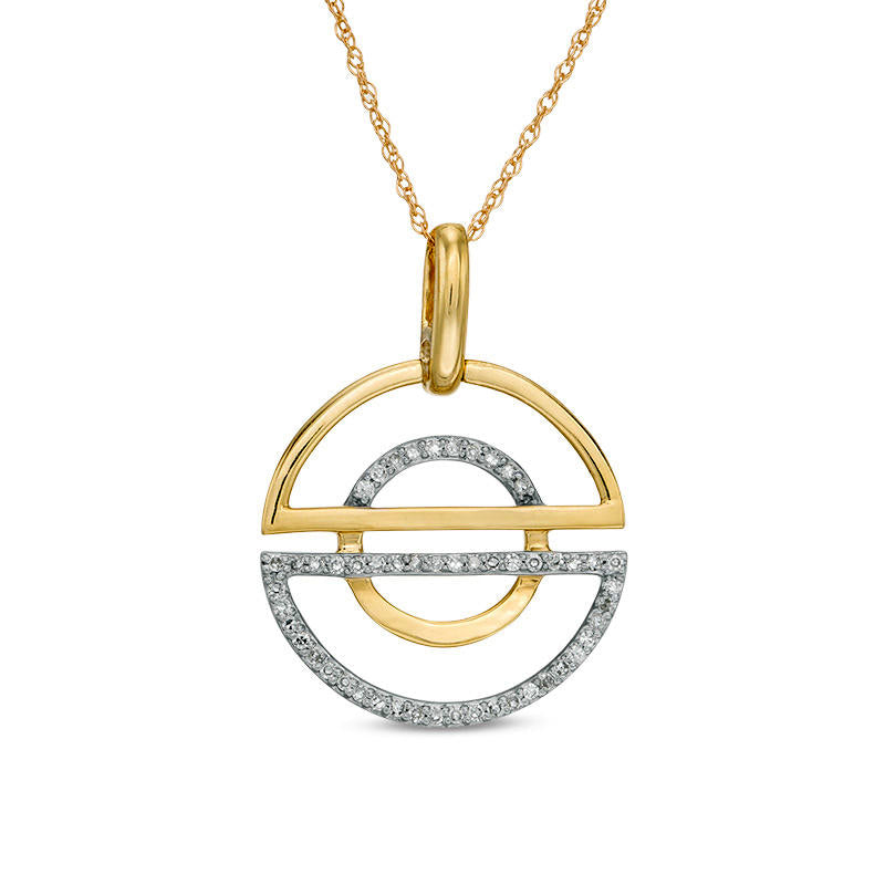 0.1 CT. T.W. Natural Diamond Split Circle Pendant in 10K Yellow Gold