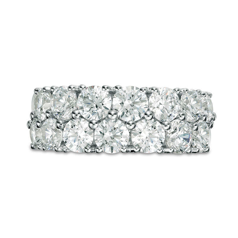 3.0 CT. T.W. Natural Diamond Double Row Anniversary Band in Solid 10K White Gold