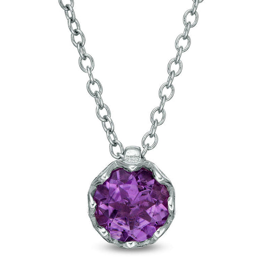 7.0mm Amethyst Solitaire Floral Pendant in Sterling Silver - 19.5"