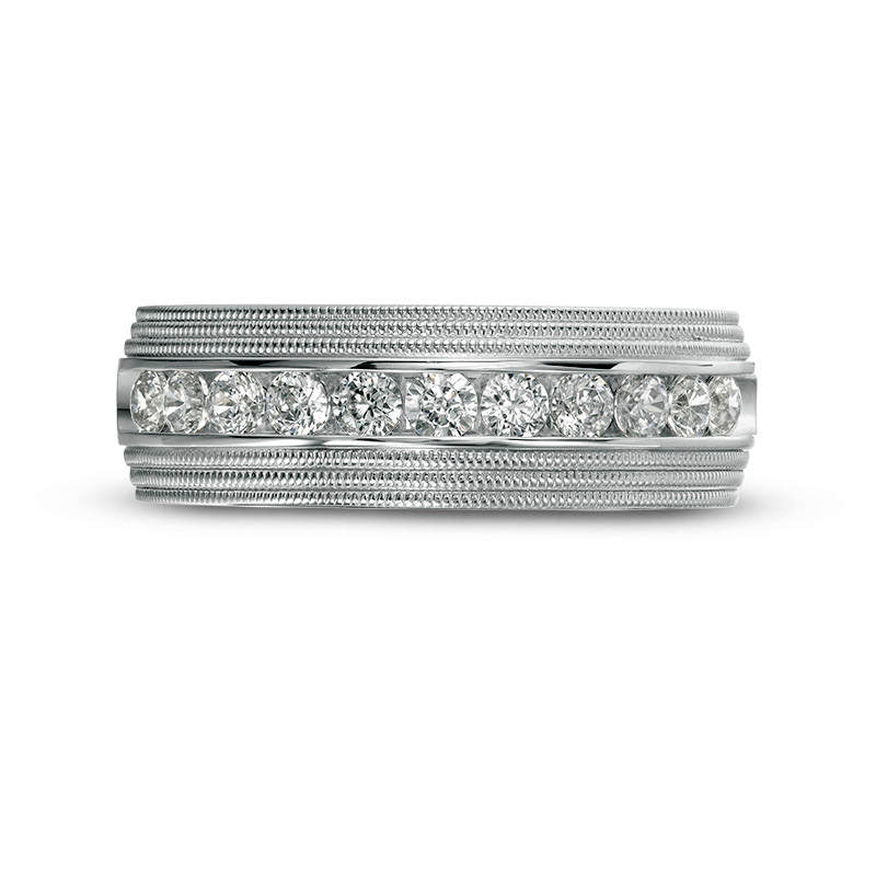 Men's 0.75 CT. T.W. Natural Diamond Milgrain Wedding Band in Solid 14K White Gold