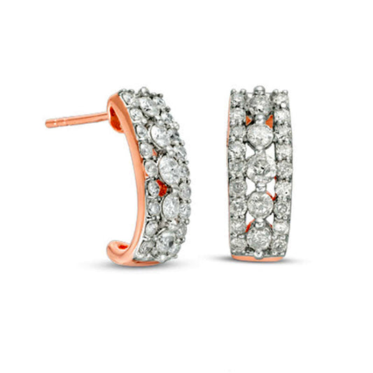 1 CT. T.W. Diamond Multi-Row Drop Earrings in 10K Rose Gold