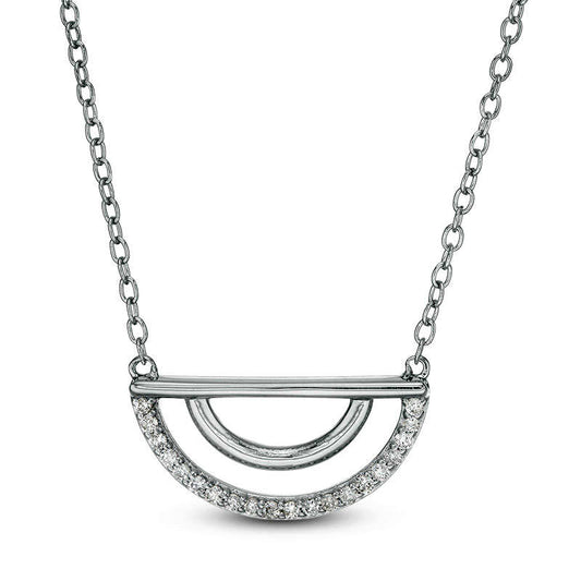 0.1 CT. T.W. Natural Diamond Half Circle Necklace in Sterling Silver