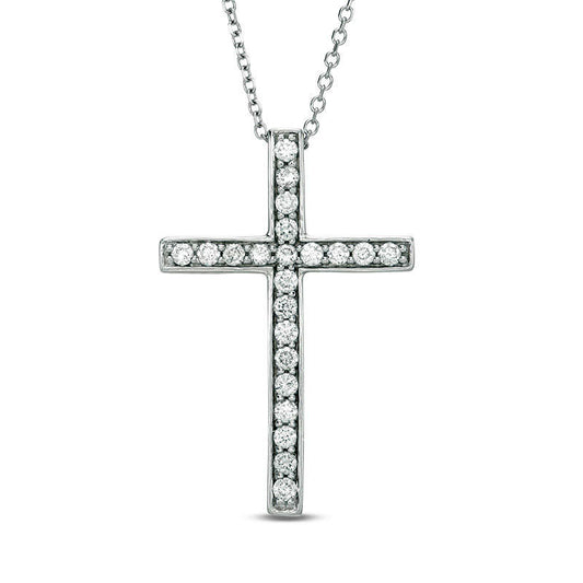 0.33 CT. T.W. Certified Natural Diamond Cross Pendant in 14K White Gold (I/I1)