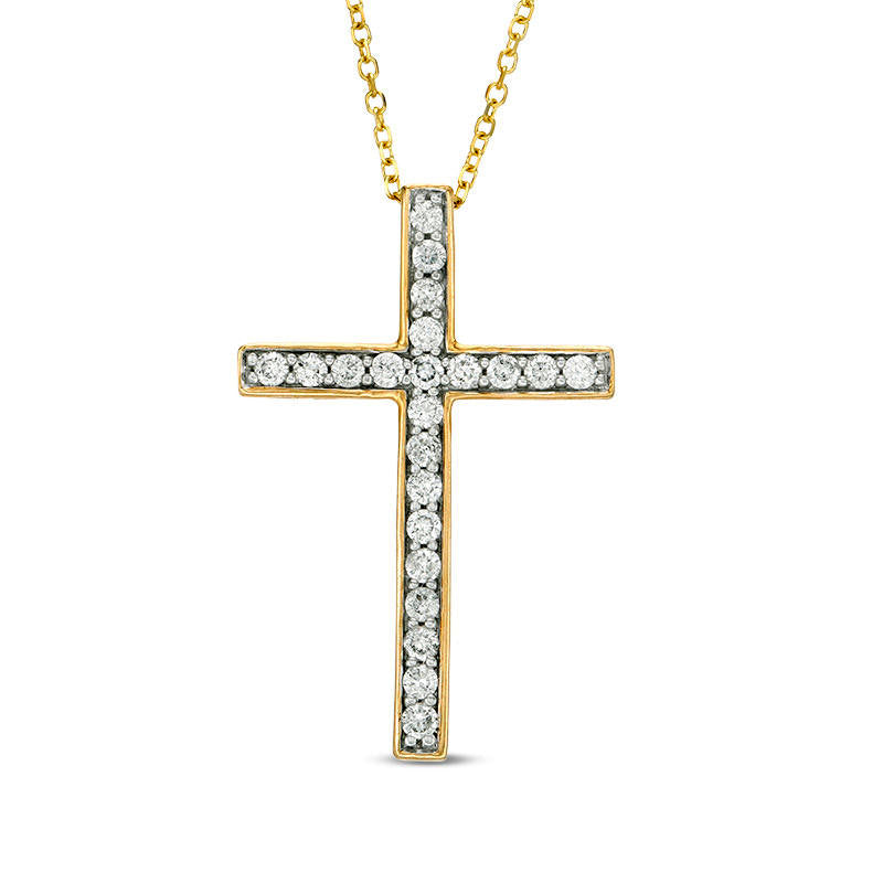 0.33 CT. T.W. Certified Natural Diamond Cross Pendant in 14K Gold (I/I1)