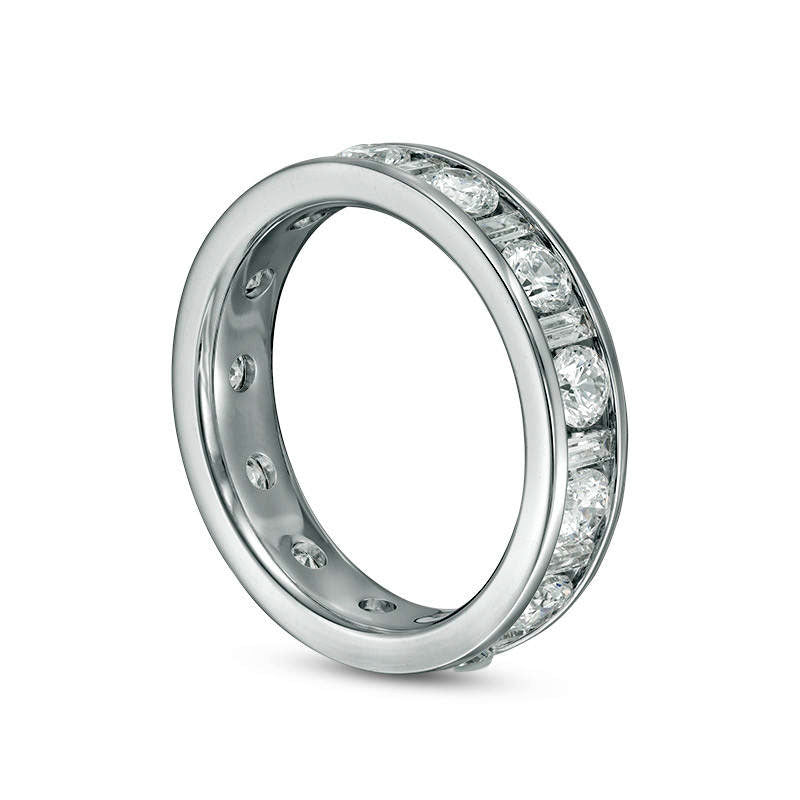 2.0 CT. T.W. Baguette and Round Natural Diamond Eternity Band in Solid 14K White Gold (H/SI2)