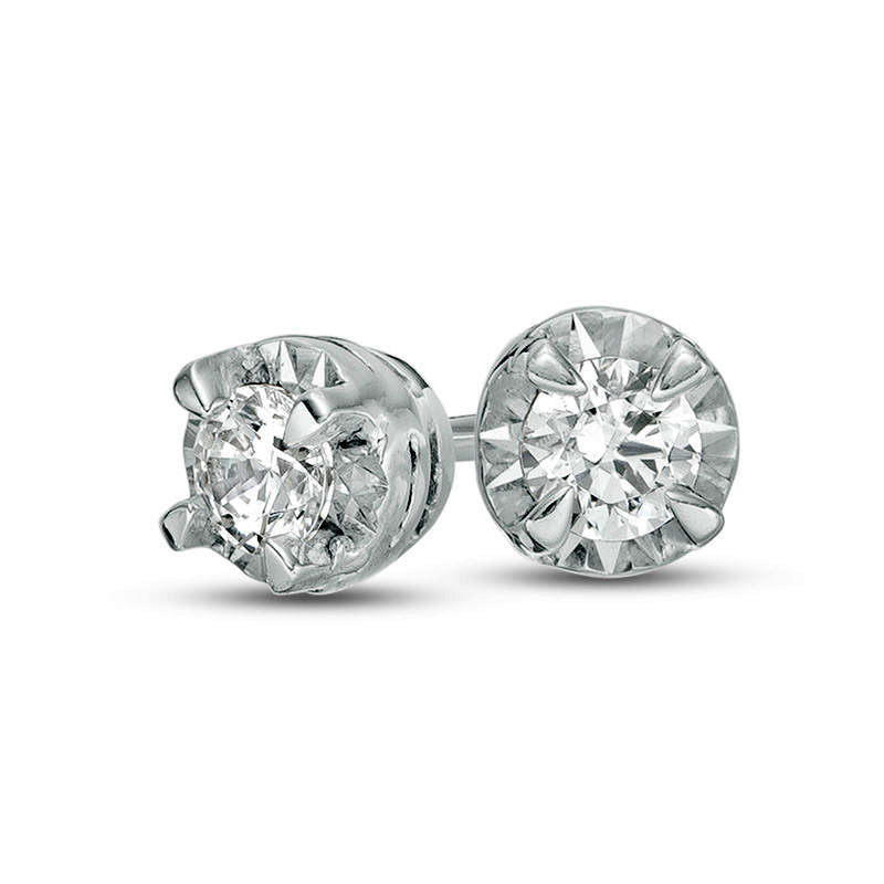 0.17 CT. T.W. Diamond Solitaire Stud Earrings in 10K White Gold