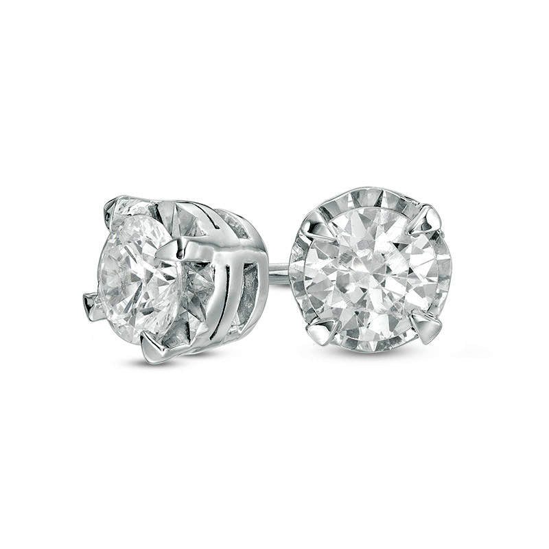 1 CT. T.W. Diamond Solitaire Stud Earrings in 10K White Gold