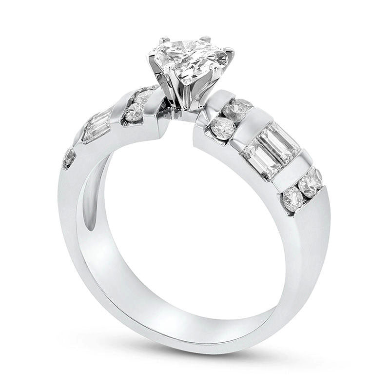 1.38 CT. T.W. Oval Natural Diamond Multi-Row Engagement Ring in Solid 14K White Gold (G/SI2)