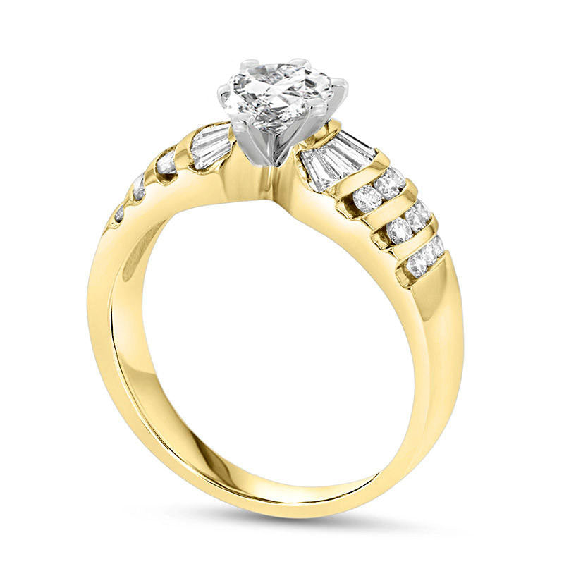 0.88 CT. T.W. Oval Natural Diamond Multi-Row Engagement Ring in Solid 14K Gold (J/SI2)