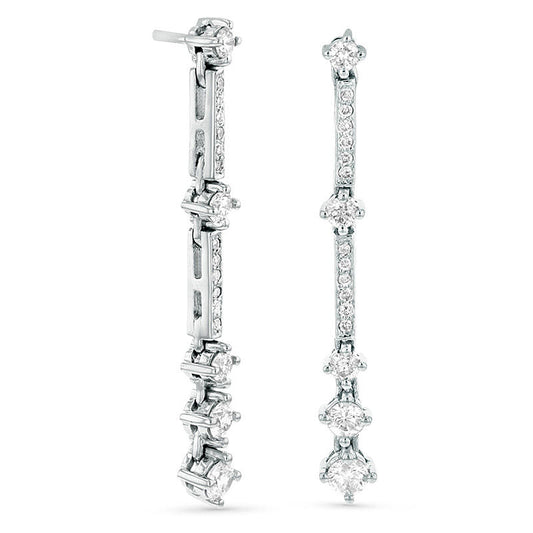 0.75 CT. T.W. Diamond Bar Drop Earrings in 14K White Gold (I/SI2)