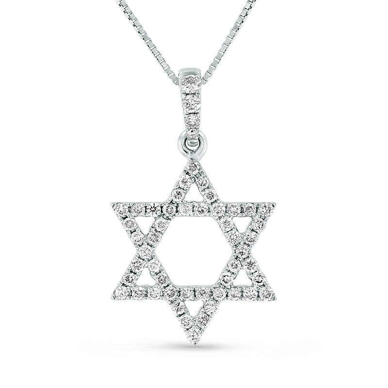 0.25 CT. T.W. Natural Diamond Star of David Pendant in 18K White Gold (G/SI2)