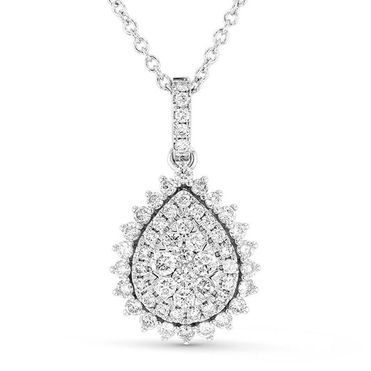 1-0.1 CT. T.W. Composite Natural Diamond Teardrop Frame Pendant in 18K White Gold (G/SI2)