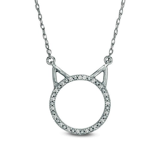 0.05 CT. T.W. Natural Diamond Cat Necklace in 10K White Gold