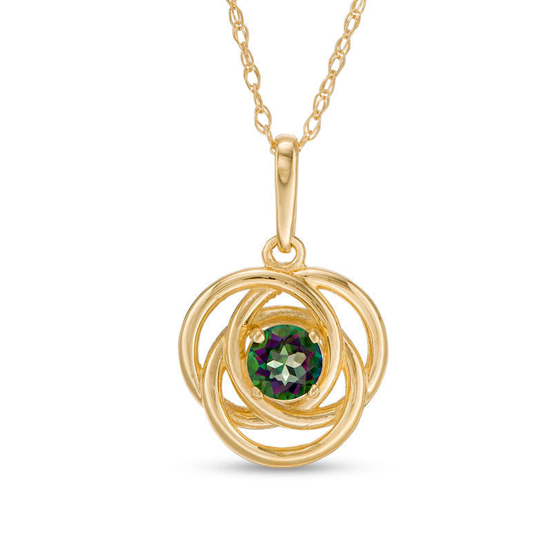 3.5mm Mystic Fire® Topaz Love Knot Drop Pendant in 10K Yellow Gold